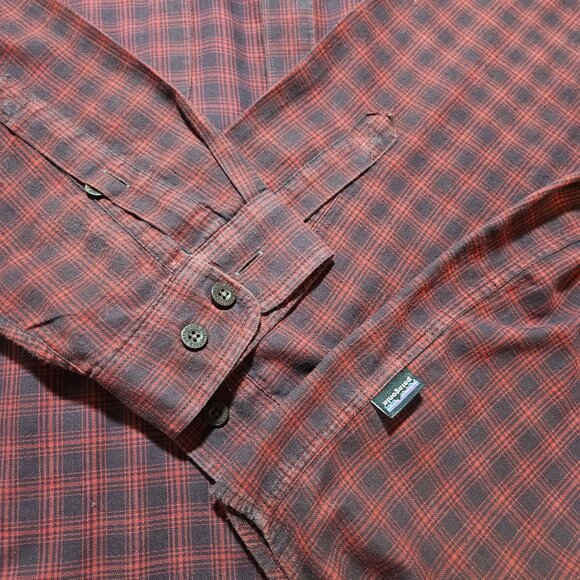 Vintage Patagonia Men's Red Plaid Organic Cotton Button-Up Long-Sleeve Shirt XL - Picture 8 of 16